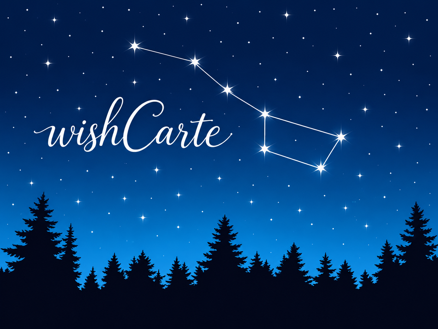wishCarte beneath the Big Dipper in a starry night sky